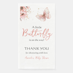 Boho Butterfly Wildflower Floral Girl Baby Shower Napkin