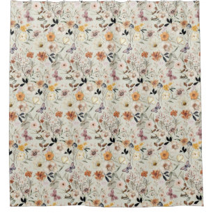 Boho Butterfly Wildflower Shower Curtain