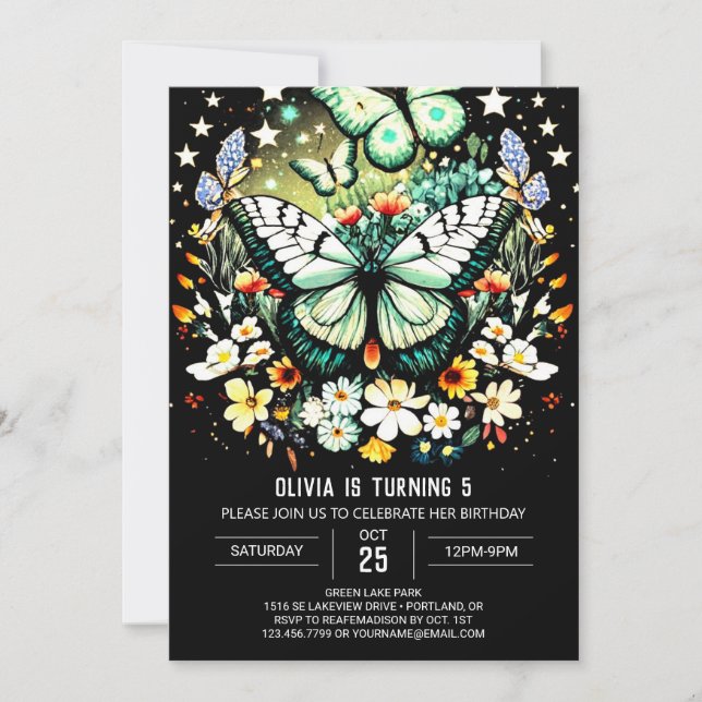 Boho Butterfly Wings Birthday Invitation (Front)