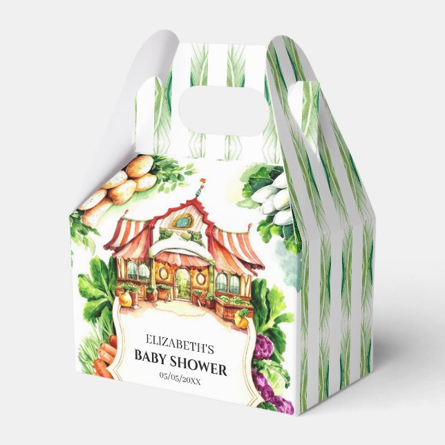 Boho Cabbage Farmer's Market Baby Shower Favour Box (Front Side)