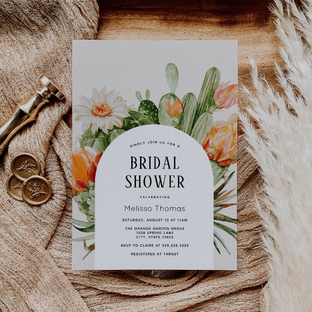 Boho Cactus Arch Bridal Shower Invitation (Creator Uploaded)