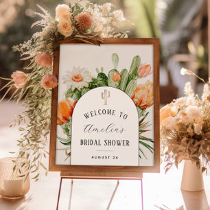 Boho Cactus Arch Bridal Shower Welcome Foam Board Poster