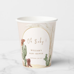 Boho Cactus Arch Desert Cowboy Baby Shower  Paper Cups