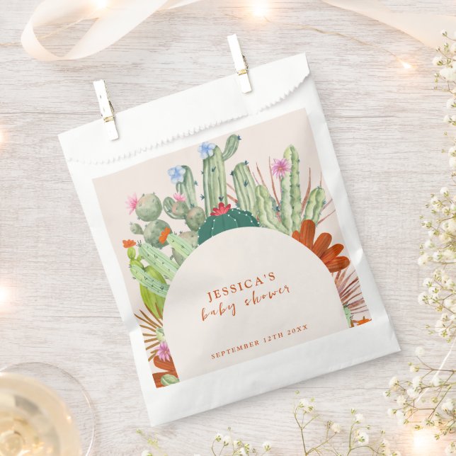 Boho Cactus Arch Desert Pampas Baby Shower  Favour Bags (Clipped)