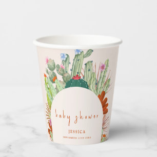 Boho Cactus Arch Desert Pampas Baby Shower Paper Cups