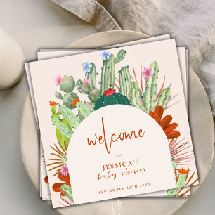 Boho Cactus Arch Desert Pampas Baby Shower Welcome Napkin