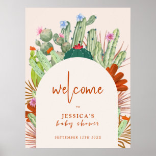 Boho Cactus Arch Desert Pampas Baby Shower Welcome Poster