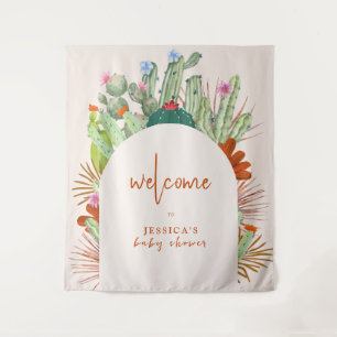 Boho Cactus Arch Desert Pampas Baby Shower Welcome Tapestry