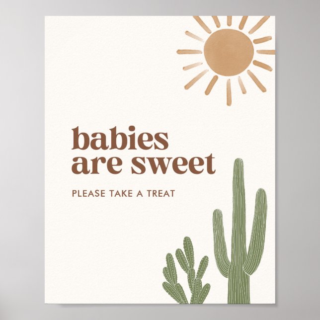 Boho Cactus Baby Shower Babies are Sweet Sign (Front)
