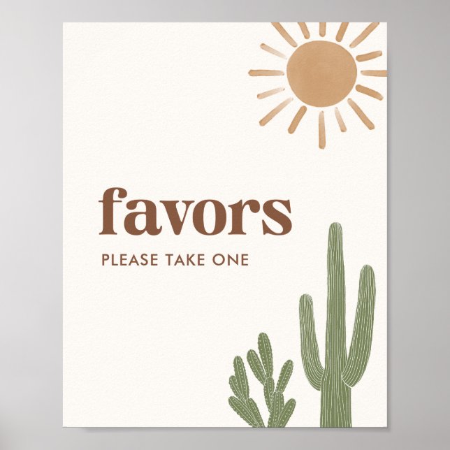 Boho Cactus Baby Shower Favours Sign (Front)