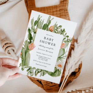 Boho Cactus Baby Shower Invitation