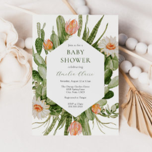 Boho Cactus Baby Shower Invitation