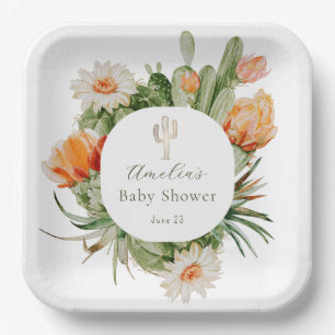 Boho Cactus Baby Shower Paper Plate