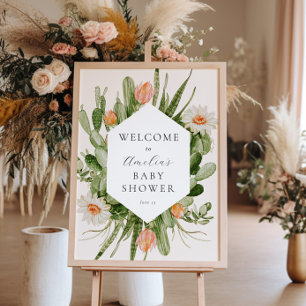 Boho Cactus Baby Shower Welcome Sign