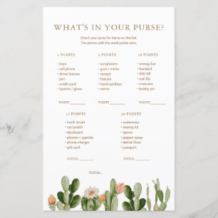 Boho Cactus Baby Shower What's In Your Purse