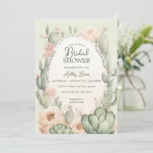 Boho Cactus Bridal shower floral Southwestern  Invitation