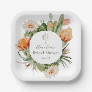 Boho Cactus Bridal Shower Paper Plate