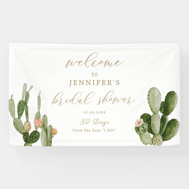 Boho Cactus Desert Bridal Shower Welcome Poster Banner (Horizontal)