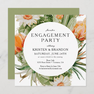 Boho Cactus Desert Engagement Party  Invitation