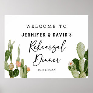 Boho Cactus Desert Rehearsal Dinner Welcome Poster
