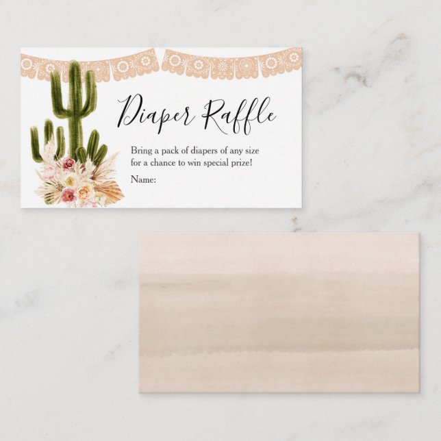 Boho Cactus Diaper Raffle Card (Front/Back)