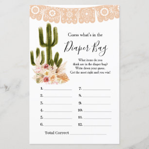 Boho Cactus Floral Guess What's In the Diaper Bag