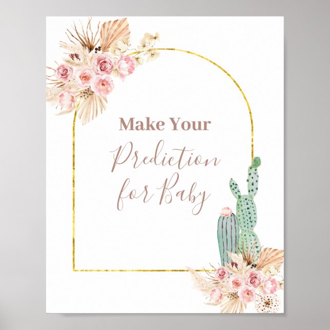Boho Cactus Floral Predictions for baby Poster (Front)