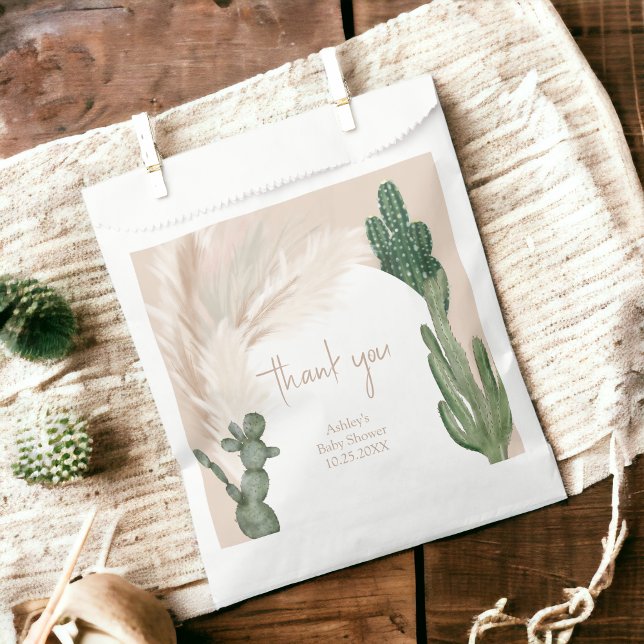 Boho cactus pampas arch desert baby shower  favour bags (Boho cactus pampas arch desert baby shower favor bag)