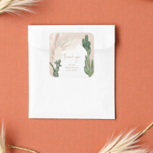 Boho cactus pampas arch desert bridal shower  square sticker