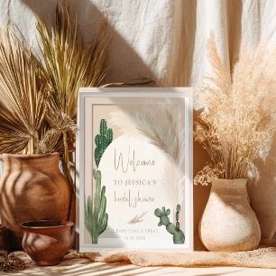 Boho cactus pampas arch welcome bridal shower poster