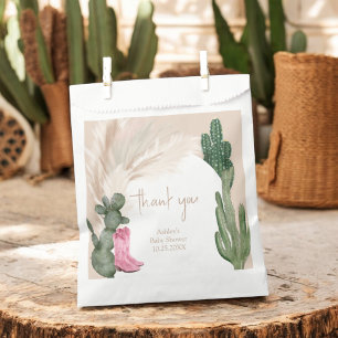 Boho cactus pampas boots desert baby shower  favour bags