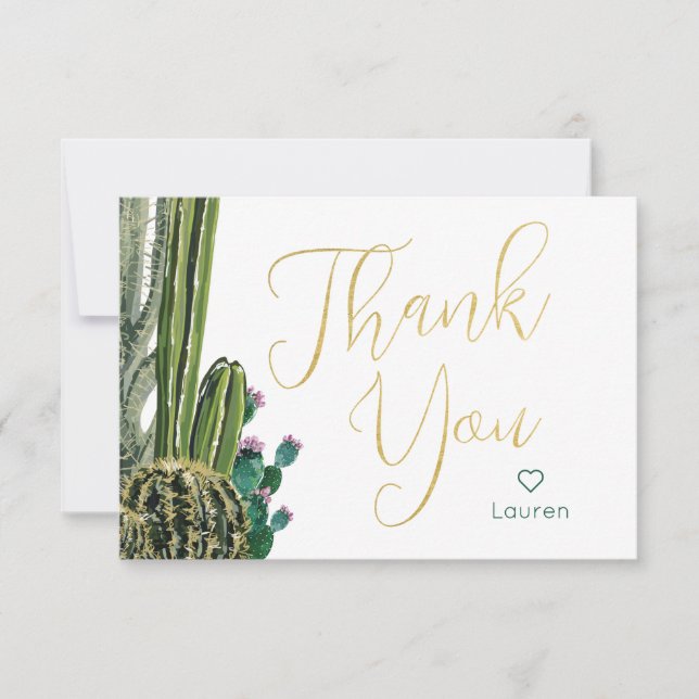 Boho Cactus Personalised Thank You Card (Front)