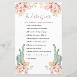 Boho Cactus Pink Flowers Find the Guest game