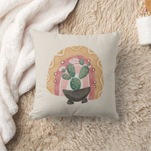Boho Cactus Rainbow: Vibrant Desert Vibes Cushion