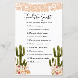 Boho Cactus Taco 'bout Love Find the Guest game