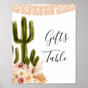 Boho Cactus Taco bout Love Gift Table Poster