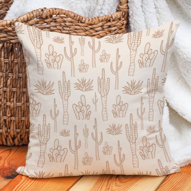 Boho Cactus Western Southern Desert Warm Neutral Cushion (Creator Uploaded)