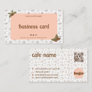 Boho Cafe Business Card QR Code Logo