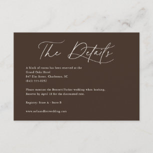 Boho Calligraphy Ivory Wedding Details Enclosure Card