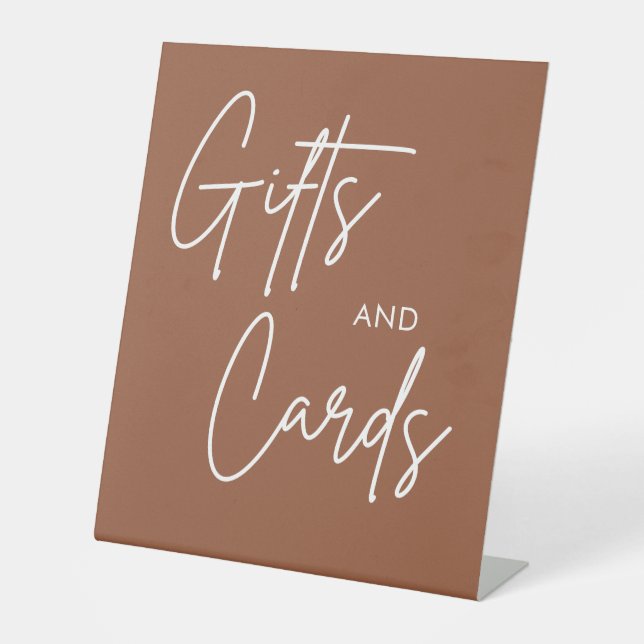 Boho Calligraphy Wedding Cards and Gifts Pedestal Sign (Front)