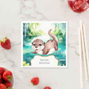 Boho Calm Otter Birthday Napkin