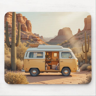 Boho Camper Van Desert Print Mouse Mat