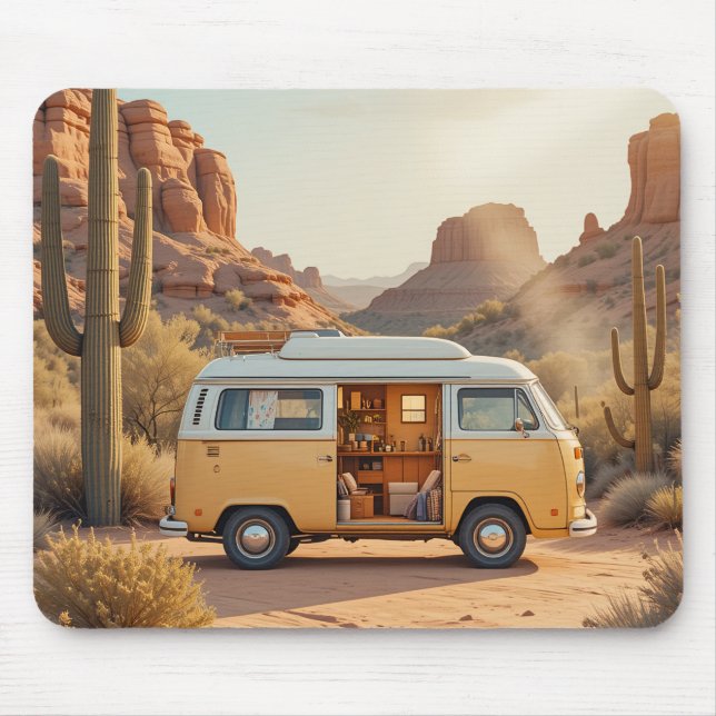 Boho Camper Van Desert Print Mouse Mat (Front)