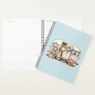 Boho Camper with Floral Wreath & Pastels Pink Planner