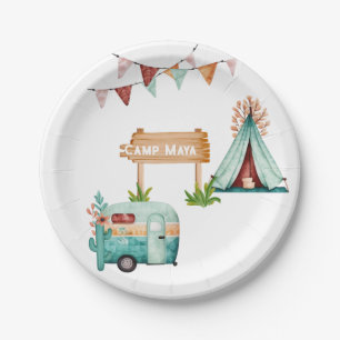 Boho camping birthday party Paper Plate