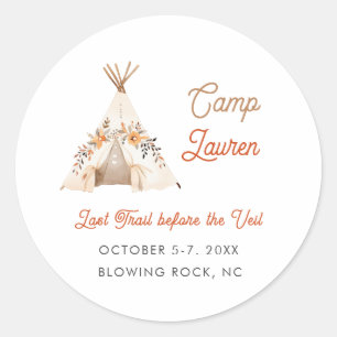 Boho Camping Tent Bachelorette Party  Classic Round Sticker