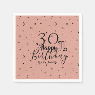 boho Capricorn black stars pink birthday Napkins