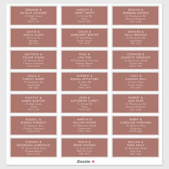 Boho Caramel Rust Maple Guest Address Labels (Sheet)