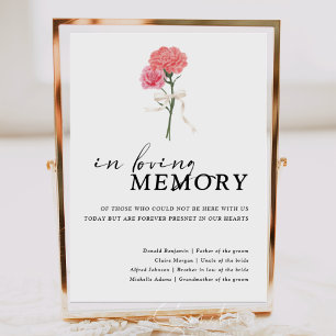Boho Carnation In loving memory Wedding Sign