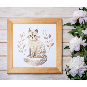Boho Cat Aesthetic Minimalist Feline Wall Art
